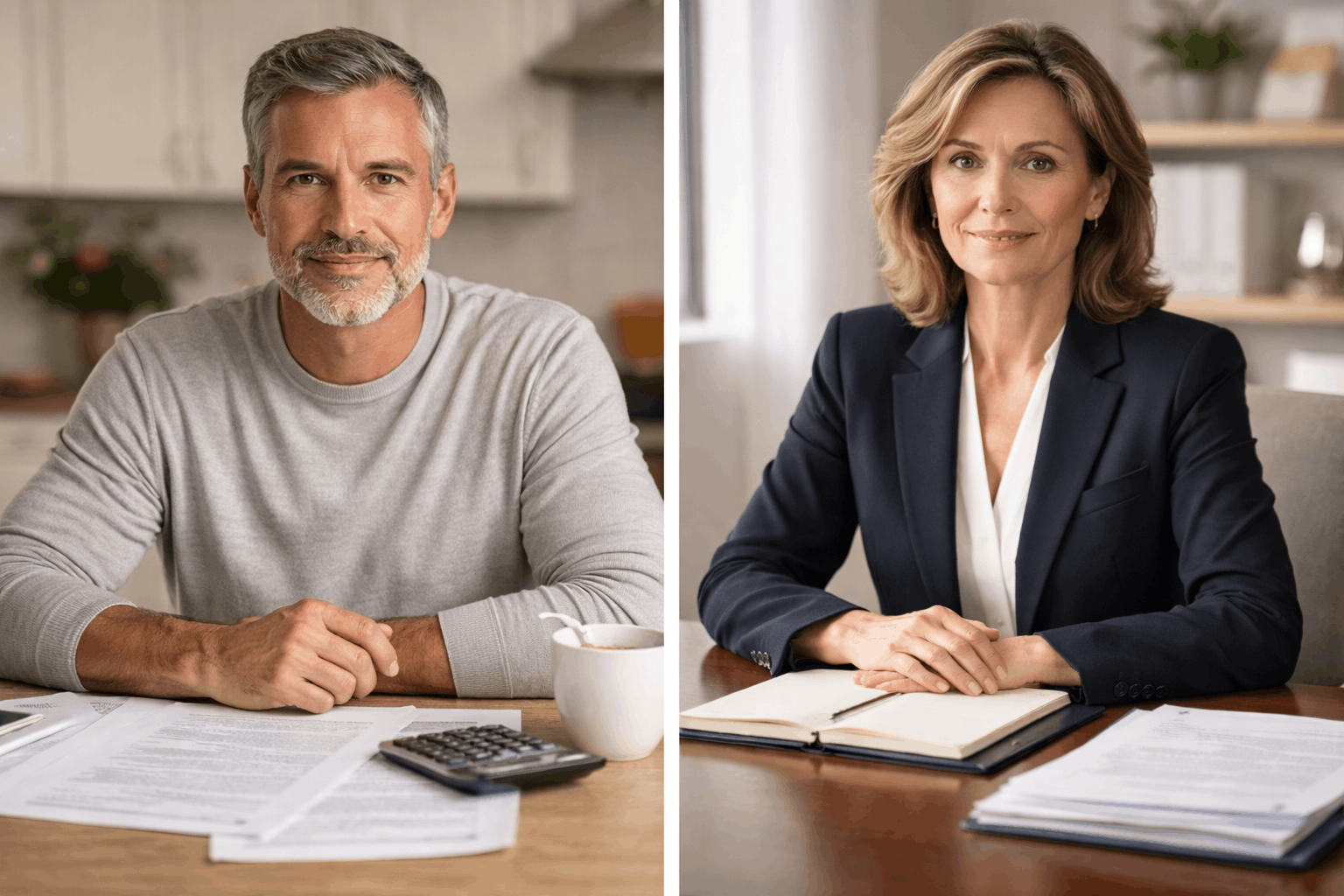 Side-by-side view of a family member and a bank trust officer representing executor options