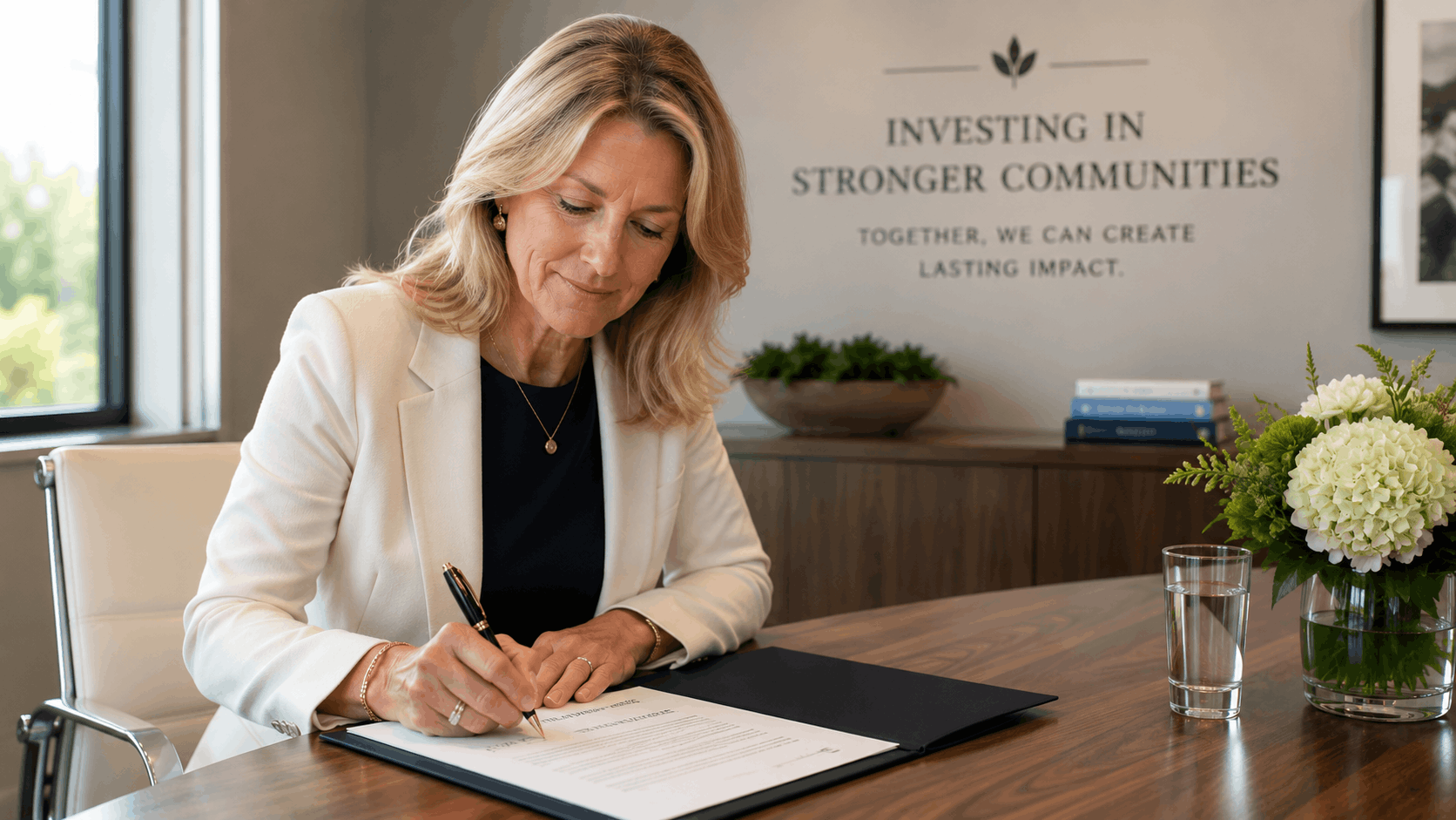 Wealthy donor signing charitable trust documents as part of estate planning strategy
