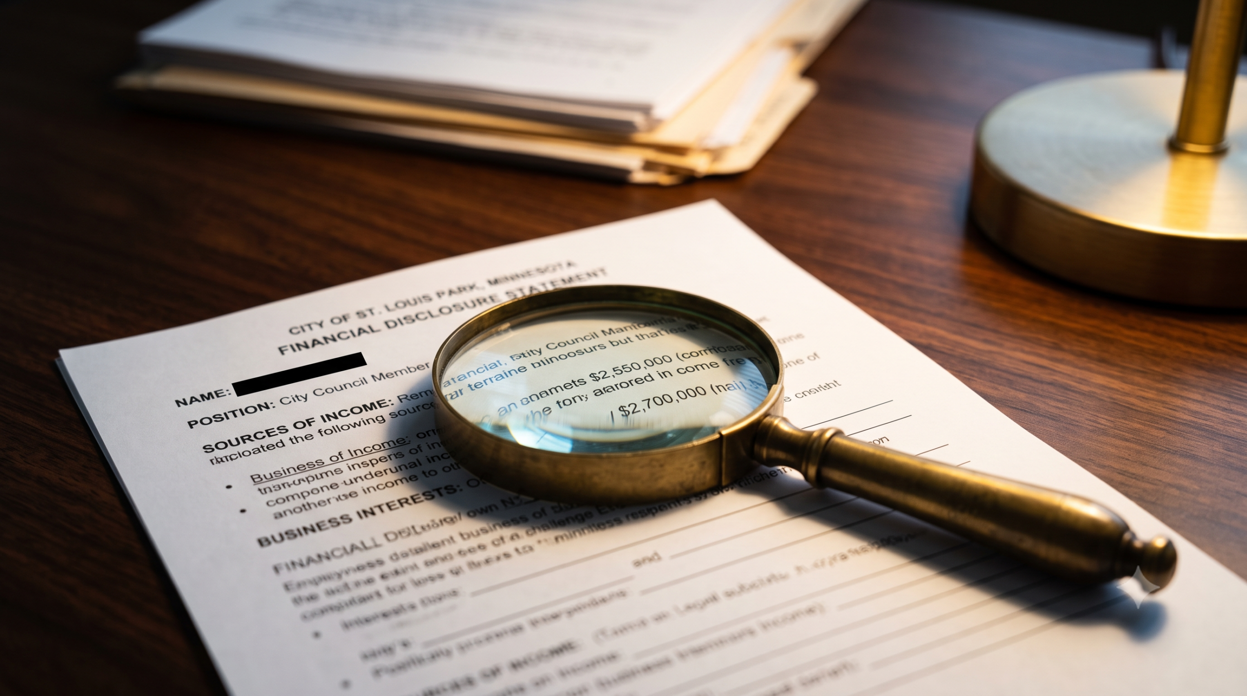 Magnifying glass over a printed financial document representing due diligence