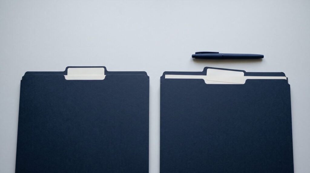 Two identical file folders, one misfiled, showing a rollover sent to the wrong account