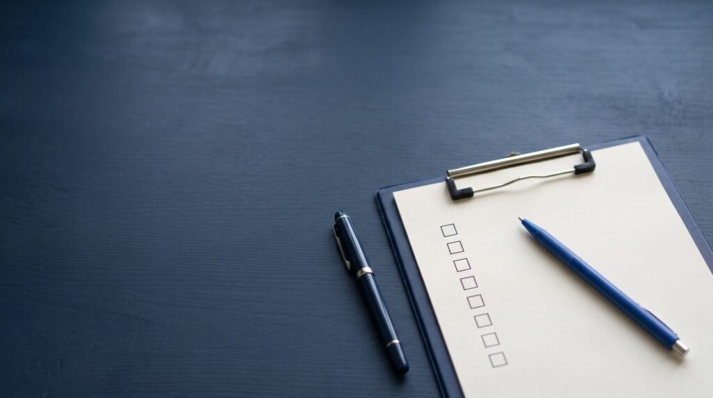 Blank eight-item checklist on a clipboard to help prevent Roth conversion errors